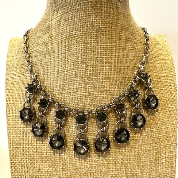 LOFT Jewelry - Loft Statement Necklace- antiqued silver with gray faceted rhinestones